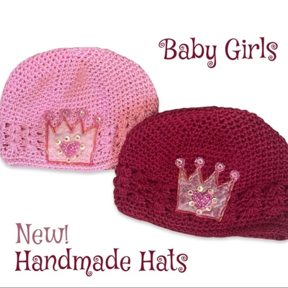 NEW Handmade Princess Baby Hats x2